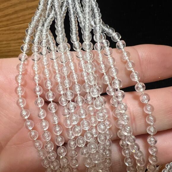 Vtg Flapper Beautiful Clear Layered Multi Strand Beaded Necklace Fold Clasp MCM - Picture 6 of 6